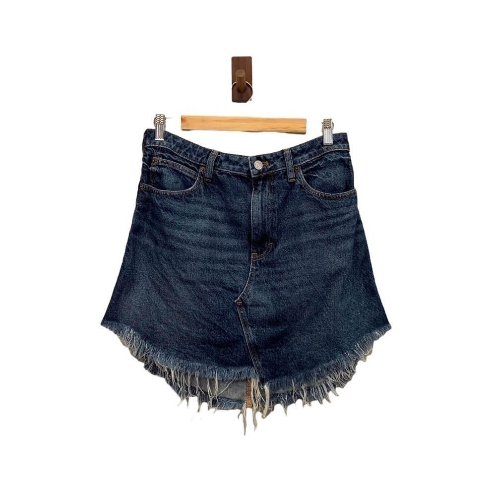 Free People Skirt Womens 30 Blue Distressed Denim Frayed Boho Hippie Y2K